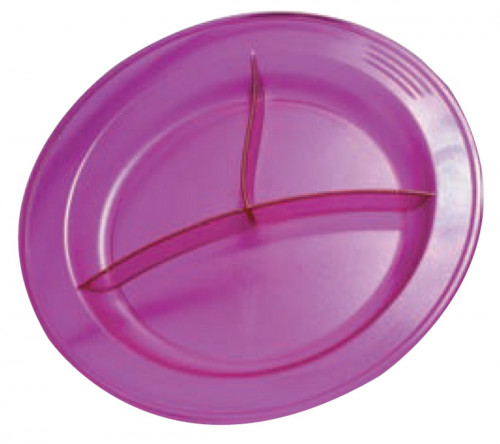 Assiette à 3 compartiments rond rouge copolyester Ø 23,5 cm Vaisselle Copolyester Saint Romain