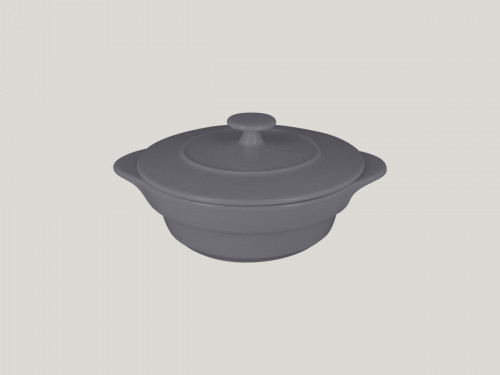 Cocotte avec couvercle rond gris porcelaine vitrifiée Ø 16 cm Chefs Fusion Rak