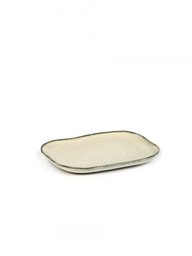 Assiette plate rectangulaire ivoire grès 9,8x6,5 cm Merci Serax