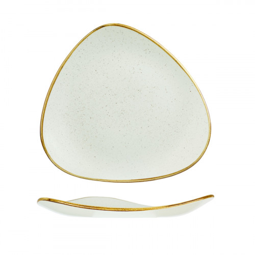 Assiette plate triangulaire barley white porcelaine 26,5x26,5 cm Stonecast Churchill