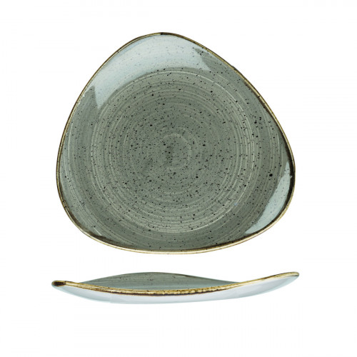 Assiette plate triangulaire peppercorn porcelaine 26,5x26,5 cm Stonecast Churchill