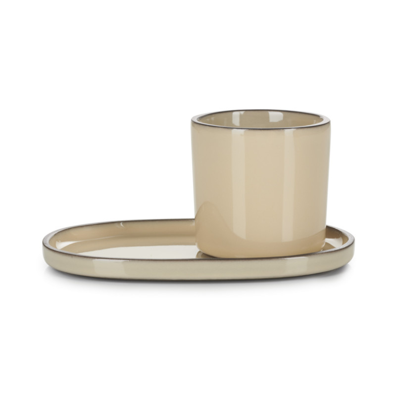 Sous-tasse à expresso ovale beige porcelaine 13,5 cm Caractere Revol