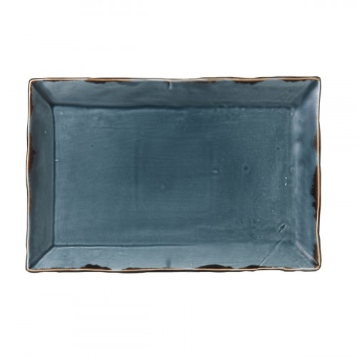 Assiette plate rectangulaire bleu porcelaine 28,5x18,7 cm Harvest Dudson