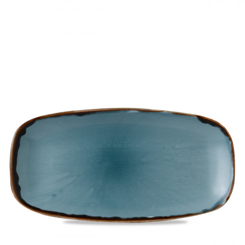 Assiette plate rectangulaire bleu porcelaine 29,8x15,3 cm Harvest Dudson