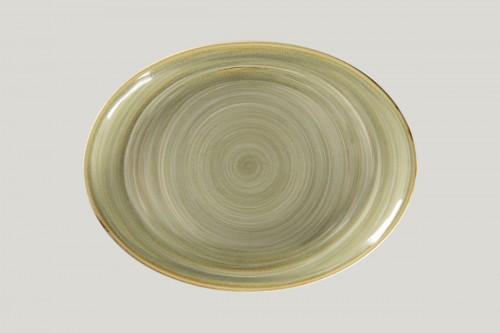 Plat ovale vert porcelaine 36 cm Rakstone Spot Rak