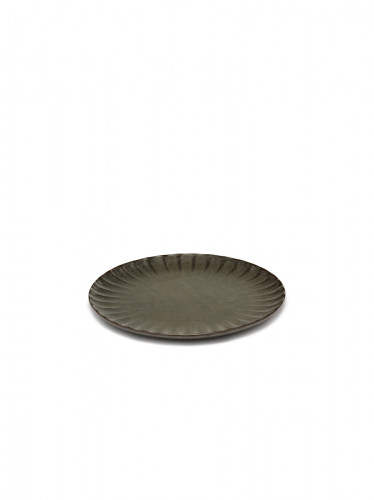Assiette plate rond vert grès Ø 18 cm Inku Serax