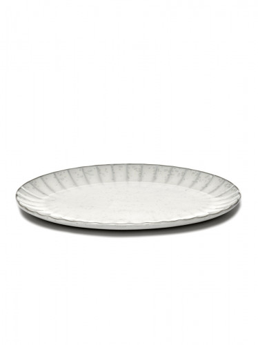 Assiette plate ovale blanc grès 30x21 cm Inku Serax