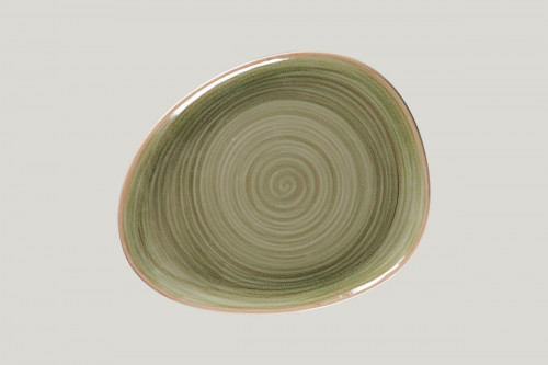 Assiette coupe plate triangulaire vert porcelaine 28x22,6 cm Rakstone Spot Rak