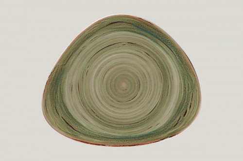 Assiette coupe plate triangulaire vert porcelaine 31,7x26,6 cm Rakstone Spot Rak