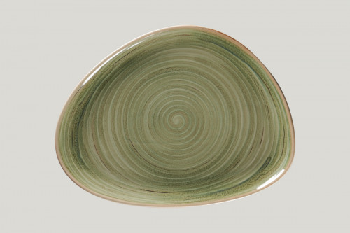Assiette coupe plate triangulaire vert porcelaine 32,6x25 cm Rakstone Spot Rak