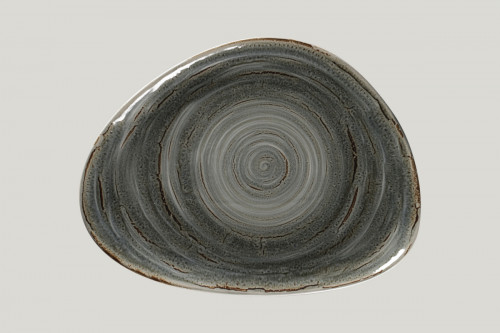 Assiette coupe plate triangulaire gris porcelaine 32,6x25 cm Rakstone Spot Rak