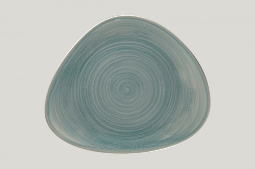 Assiette coupe plate triangulaire bleu porcelaine 31,7x26,6 cm Rakstone Spot Rak
