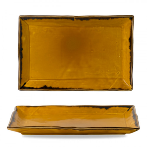 Assiette coupe plate rectangulaire jaune porcelaine 28,7x19 cm Harvest Dudson