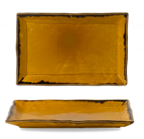 Assiette coupe plate rectangulaire jaune porcelaine 34,5x23,3 cm Harvest Dudson