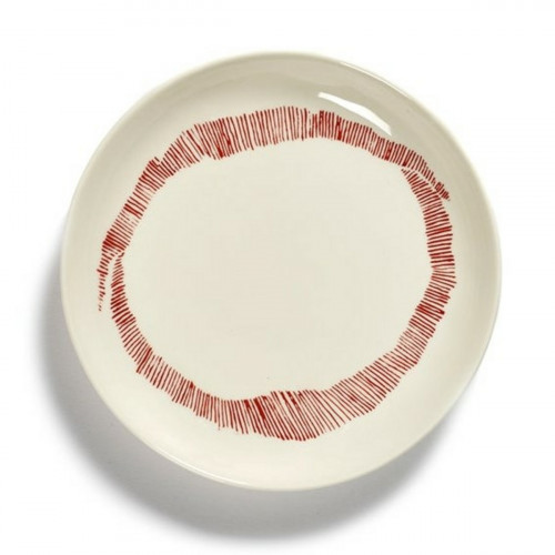 Assiette plate rond blanc swirl - stripes rouge grès Ø 16 cm Feast By Ottolenghi Serax