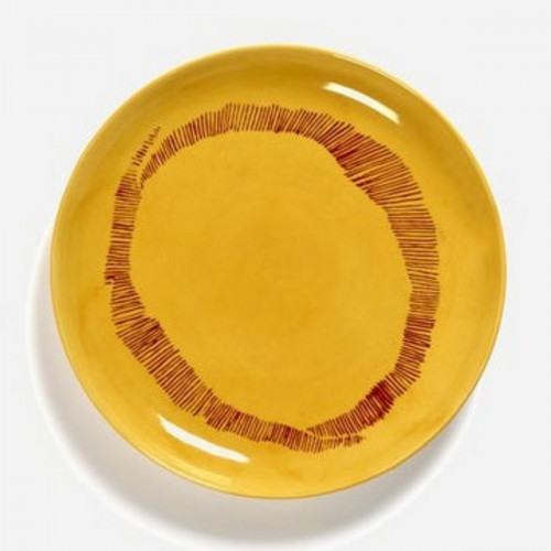 Assiette plate rond sunny yellow - stripes rouge grès Ø 19 cm Feast By Ottolenghi Serax