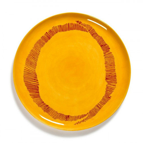 Assiette plate rond sunny yellow - stripes rouge grès Ø 35 cm Feast By Ottolenghi Serax