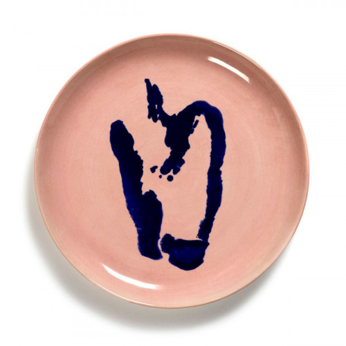 Assiette plate rond delicious pink poivron bleu grès Ø 22 cm Feast By Ottolenghi Serax