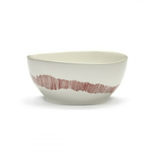Bol rond blanc swirl - stripes rouge grès Ø 16 cm Feast By Ottolenghi Serax