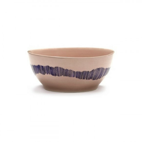Bol rond delicious pink swirl - stripes bleu grès Ø 18 cm Feast By Ottolenghi Serax