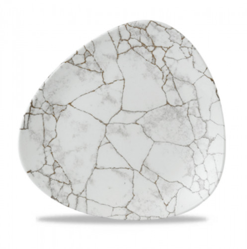 Assiette coupe plate triangulaire Agate grey porcelaine Ø 26,5 cm Kintsugi Churchill