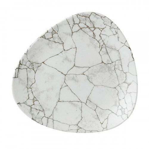 Assiette coupe plate triangulaire Agate grey porcelaine Ø 22,9 cm Kintsugi Churchill