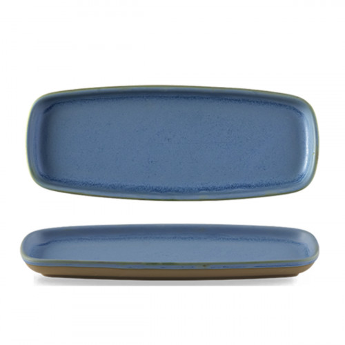 Assiette à partager rectangulaire bleu porcelaine 25,1x10 cm Emerge Churchill