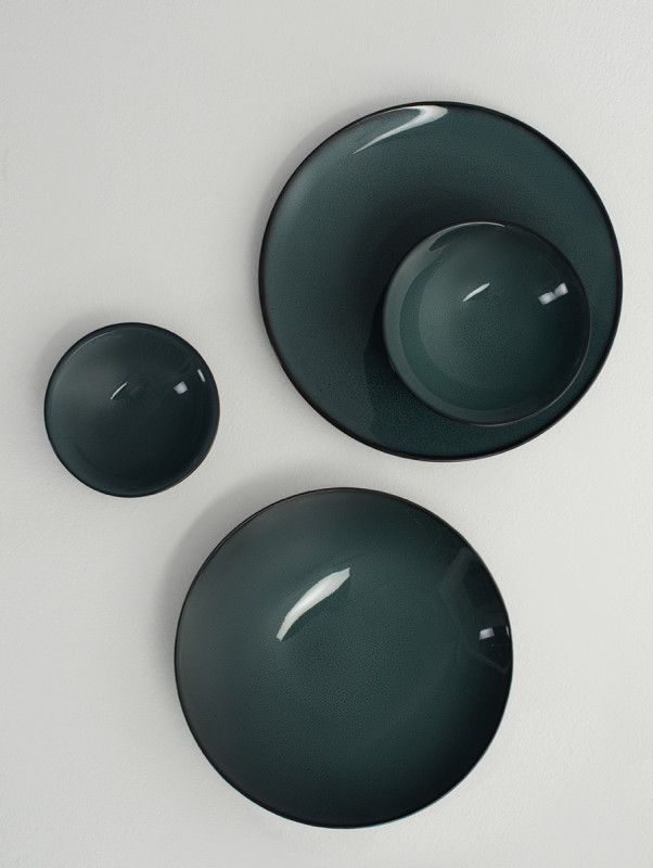 Assiette à bord droit rond vert émeraude porcelaine Ø 20 cm Seagreen Velvet Astera