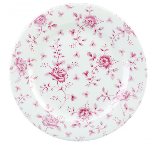 Assiette plate rond Rose Chintz Cranberry porcelaine Ø 30,5 cm Vintage Prints Churchill