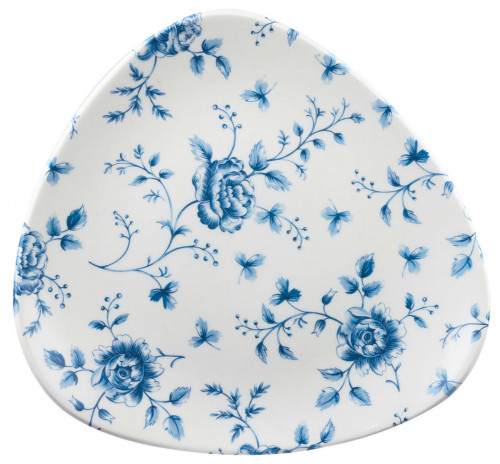 Assiette plate triangulaire Rose Chintz Prague Blue porcelaine 22,9 cm Vintage Prints Churchill