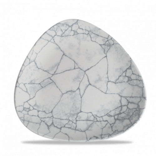 Assiette coupe plate triangulaire pearl grey porcelaine Ø 26,5 cm Kintsugi Churchill
