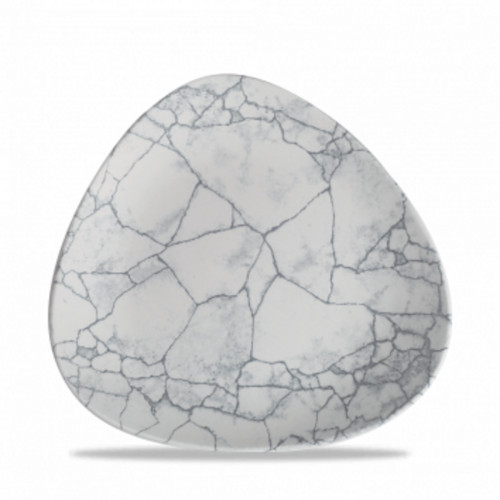 Assiette coupe plate triangulaire pearl grey porcelaine Ø 19,2 cm Kintsugi Churchill