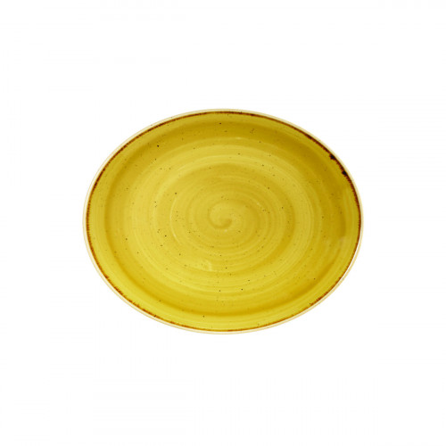 Assiette plate ovale Mustard porcelaine 19,2x16 cm Stonecast Churchill
