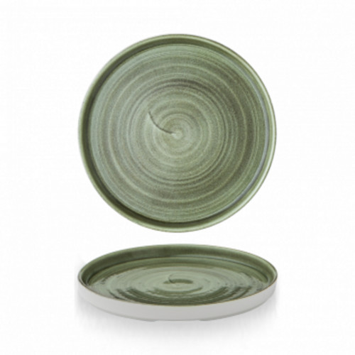 Assiette à bord droit rond burnished green porcelaine Ø 21 cm 26,5 cm Stonecast Patina Churchill