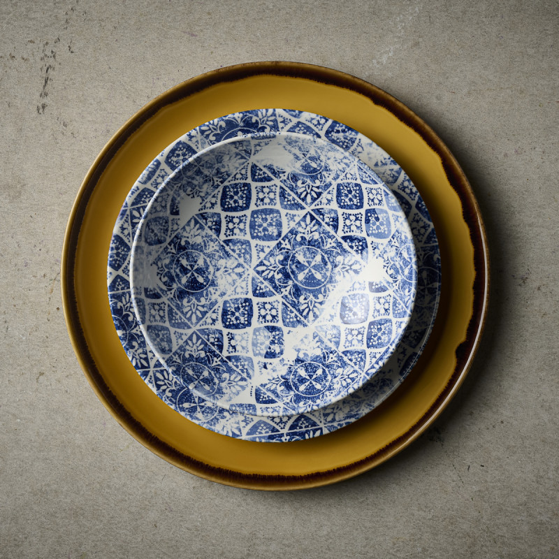 Assiette plate rectangulaire bleu porcelaine 27x16 cm Porto Dudson