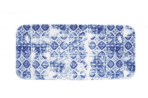 Assiette plate rectangulaire bleu porcelaine 35x16 cm Porto Dudson