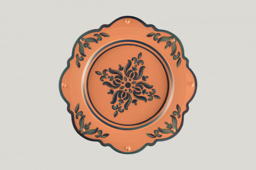 Assiette plate octogonal Tero Décor Ostia porcelaine Ø 33,1 cm Earth Rak