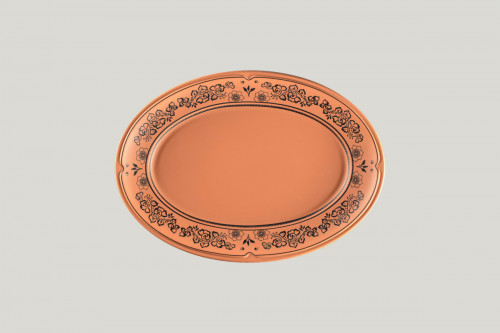 Assiette plate ovale Tero Décor Alexandria porcelaine 38,2x26,9 cm Earth Rak