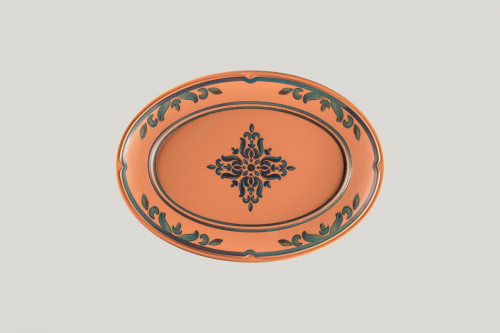 Assiette plate ovale Tero Décor Ostia porcelaine 32x21 cm Earth Rak