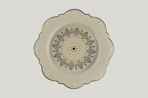 Assiette plate octogonal Argila Décor Cartagena porcelaine Ø 33,1 cm Earth Rak
