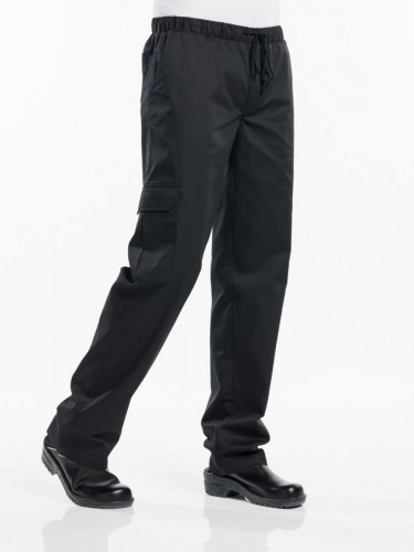 Pantalon de cuisinier noir XS Baggy Chaud Devant