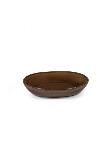 Assiette coupe creuse ovale ocre grès émaillé 23x21 cm Out Of Lines Serax